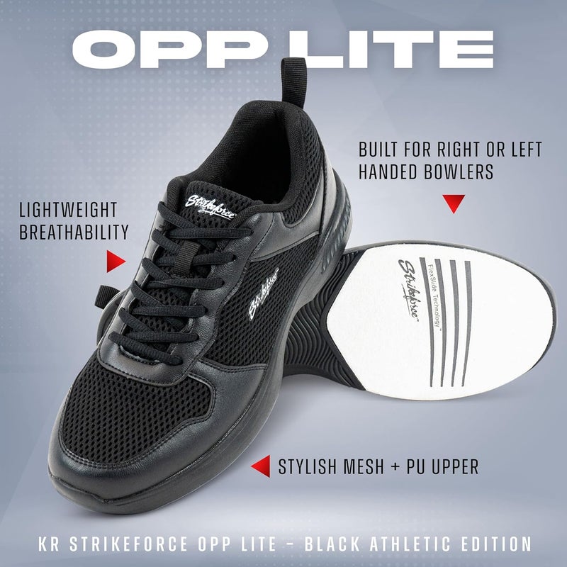 KR Strikeforce OPP Lite Black Athletic Right or Left Handed Bowling Shoes for Men - Medium & Wide Options Available - Image 2